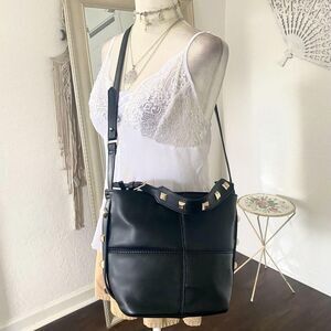 Zara Quilted Studded Black Crossbody Bag